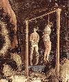 Foto: Forcole, particolare di una forca bassomedievale. Da San Giorgio e la principessa di Pisanello (Chiesa di S. Anastasia a Verona, 1433-1438)